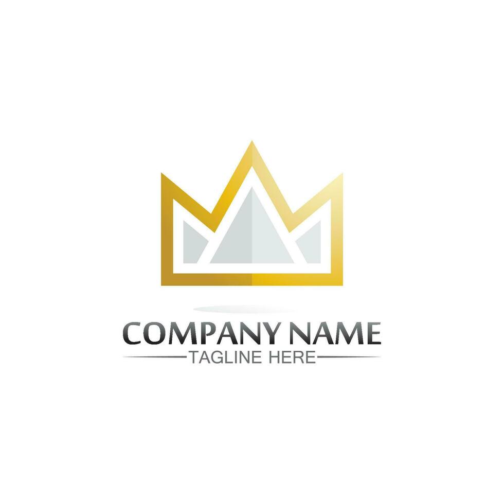 logo corona logo re logo regina, principessa, modello vettoriale icona illustrazione design imperiale, reale e logo di successo business