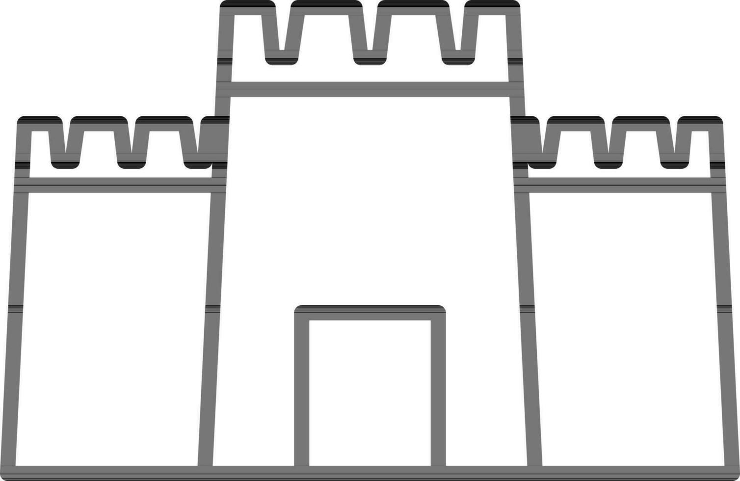 nero schema castello icona su bianca sfondo. vettore