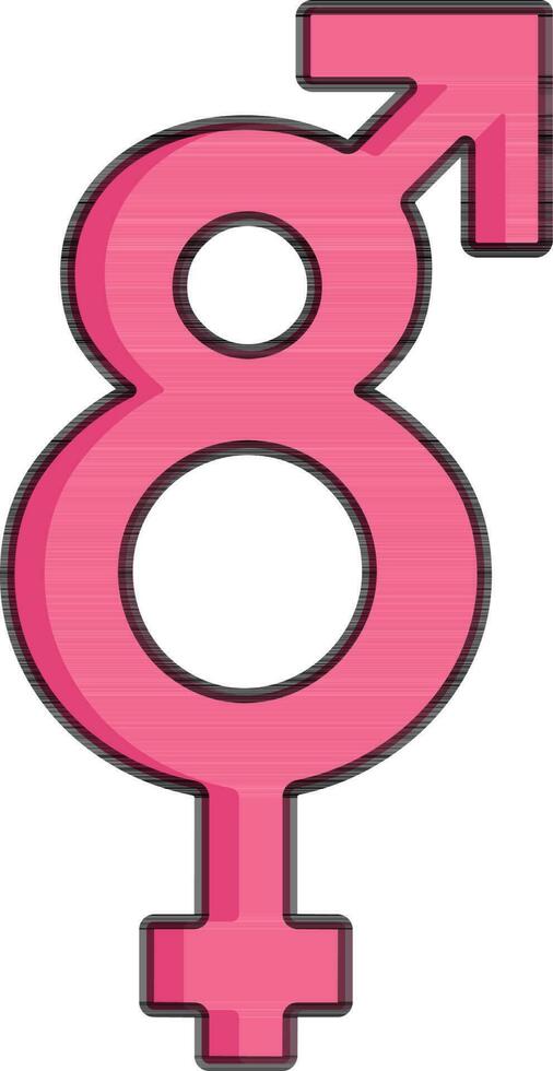 creativo 8 numero con pari Genere simbolo icona nel rosa colore. vettore