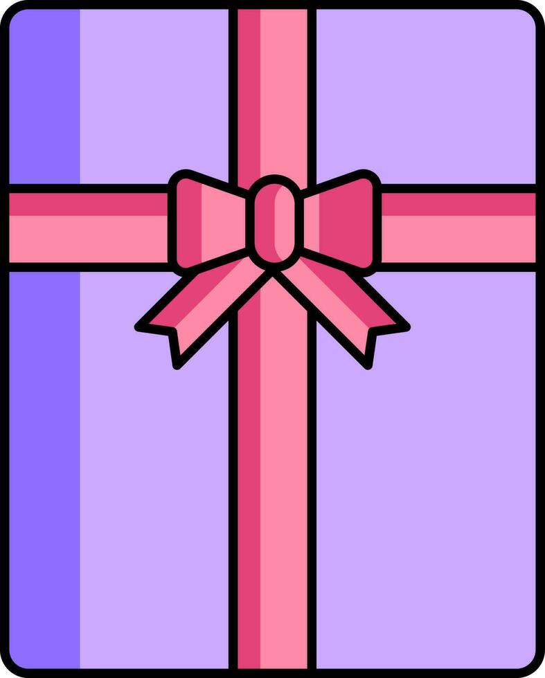 superiore Visualizza di regalo scatola icona nel viola e rosa colore. vettore
