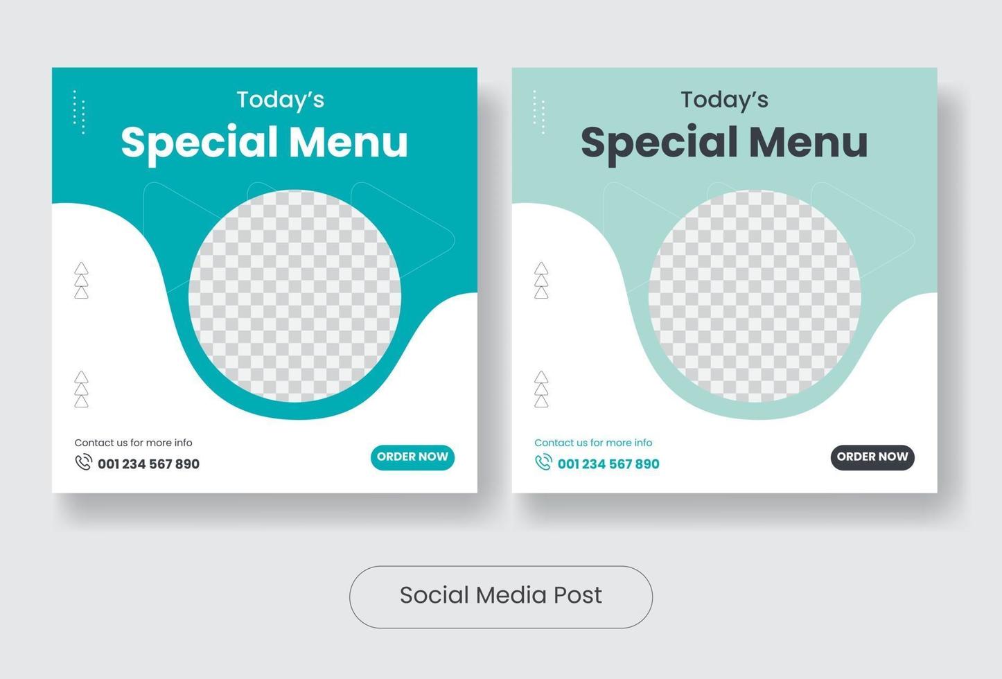 set di banner modello post social media menu cibo speciale vettore