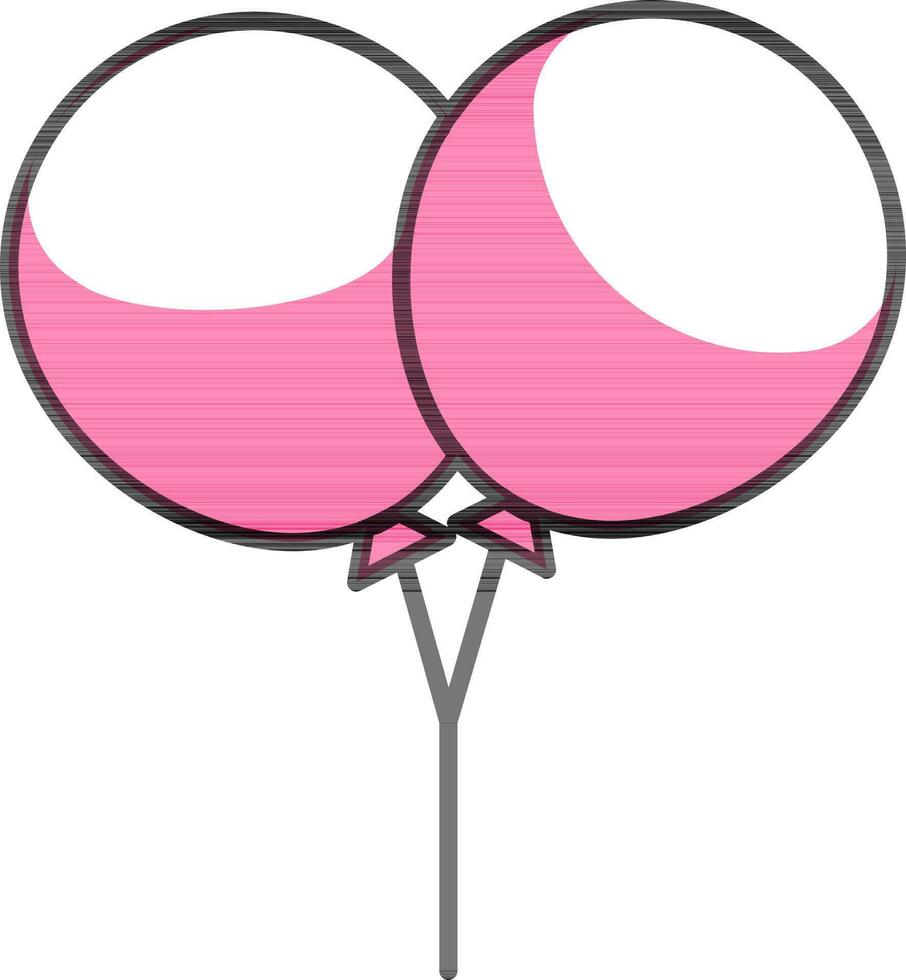 piatto stile palloncini icona nel rosa e bianca colore. vettore