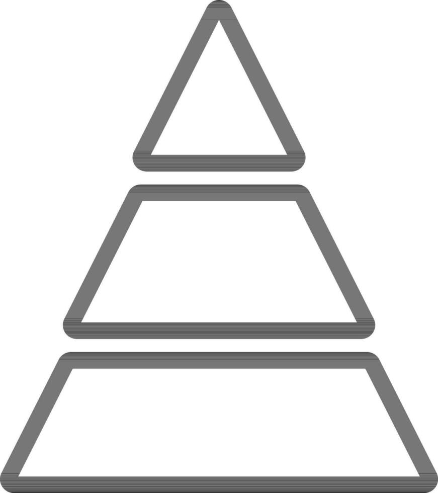 tre piramide livello icona nel magro linea arte. vettore
