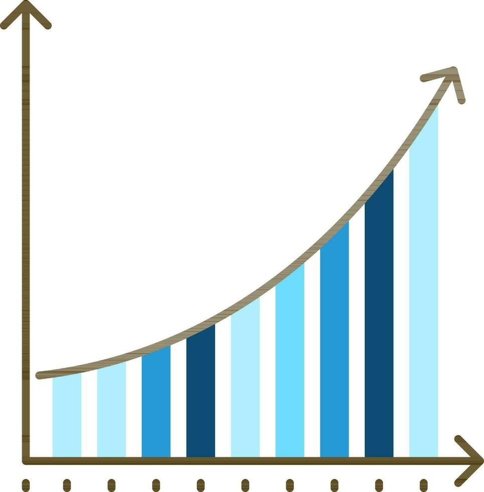 in crescita freccia con bar grafico colonna icona nel piatto stile. vettore