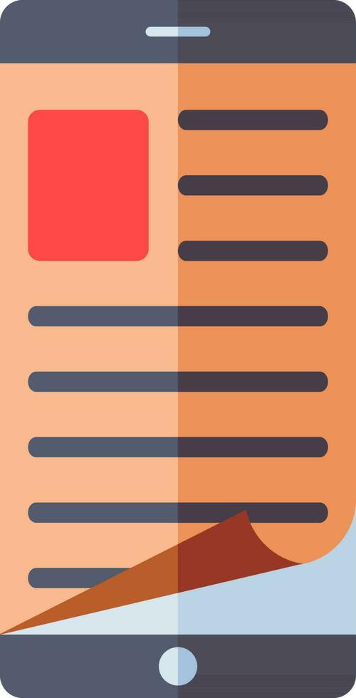 in linea lettura libro Aperto a partire dal smartphone icona nel arancia e grigio colore. vettore