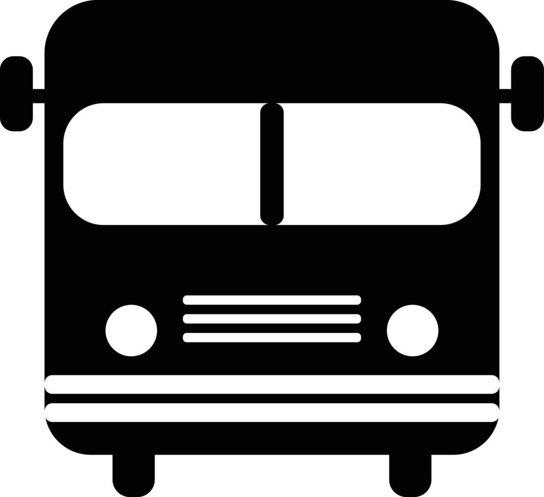 davanti Visualizza di autobus icona nel nero e bianca colore. vettore
