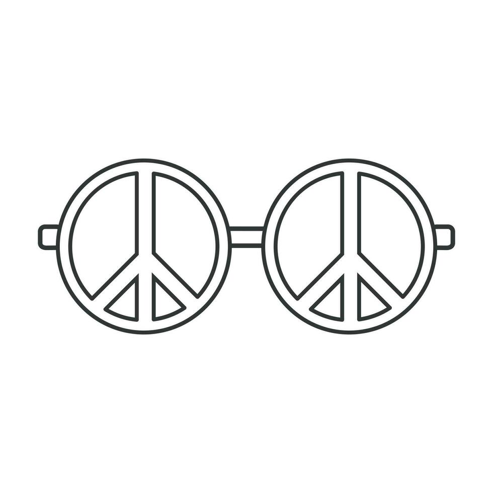 occhiali da sole icona con pacifista cartello. illustrazione nel schema stile. 70s retrò vettore design.