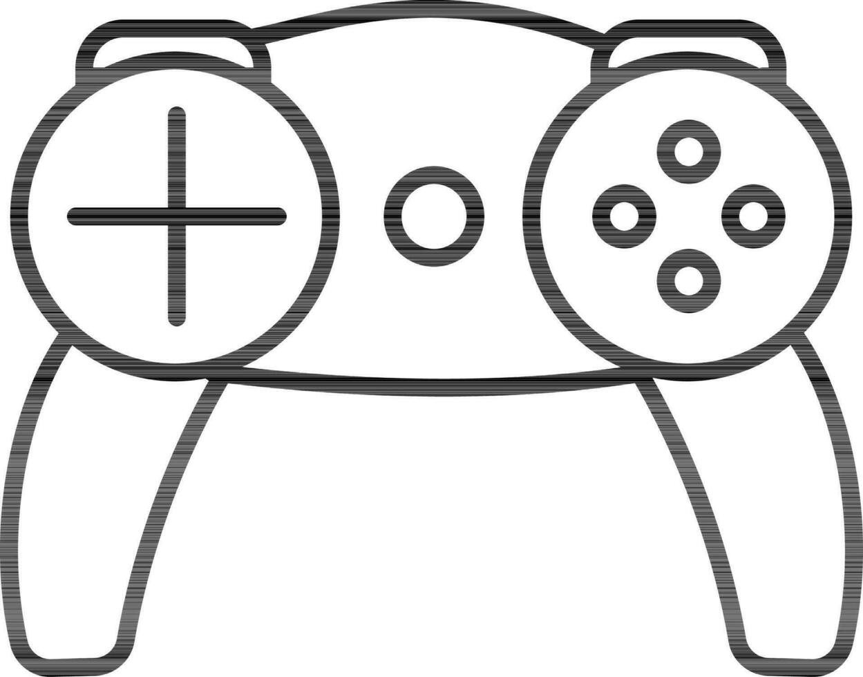 nero linea arte illustrazione di un' gamepad. vettore