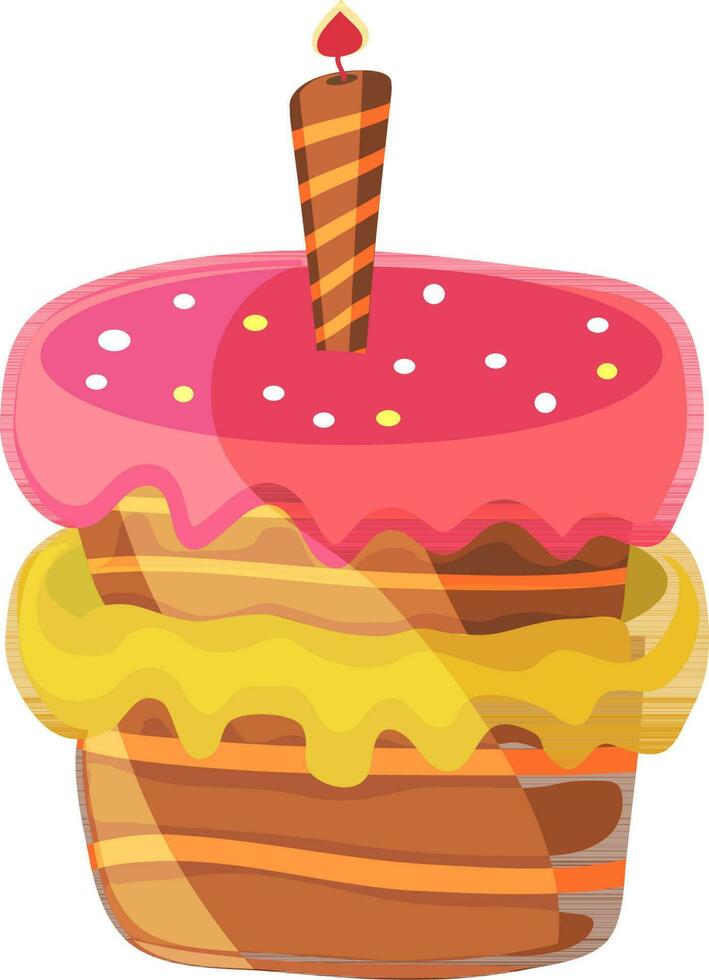 illustrazione di dolce Cupcake con candela. vettore