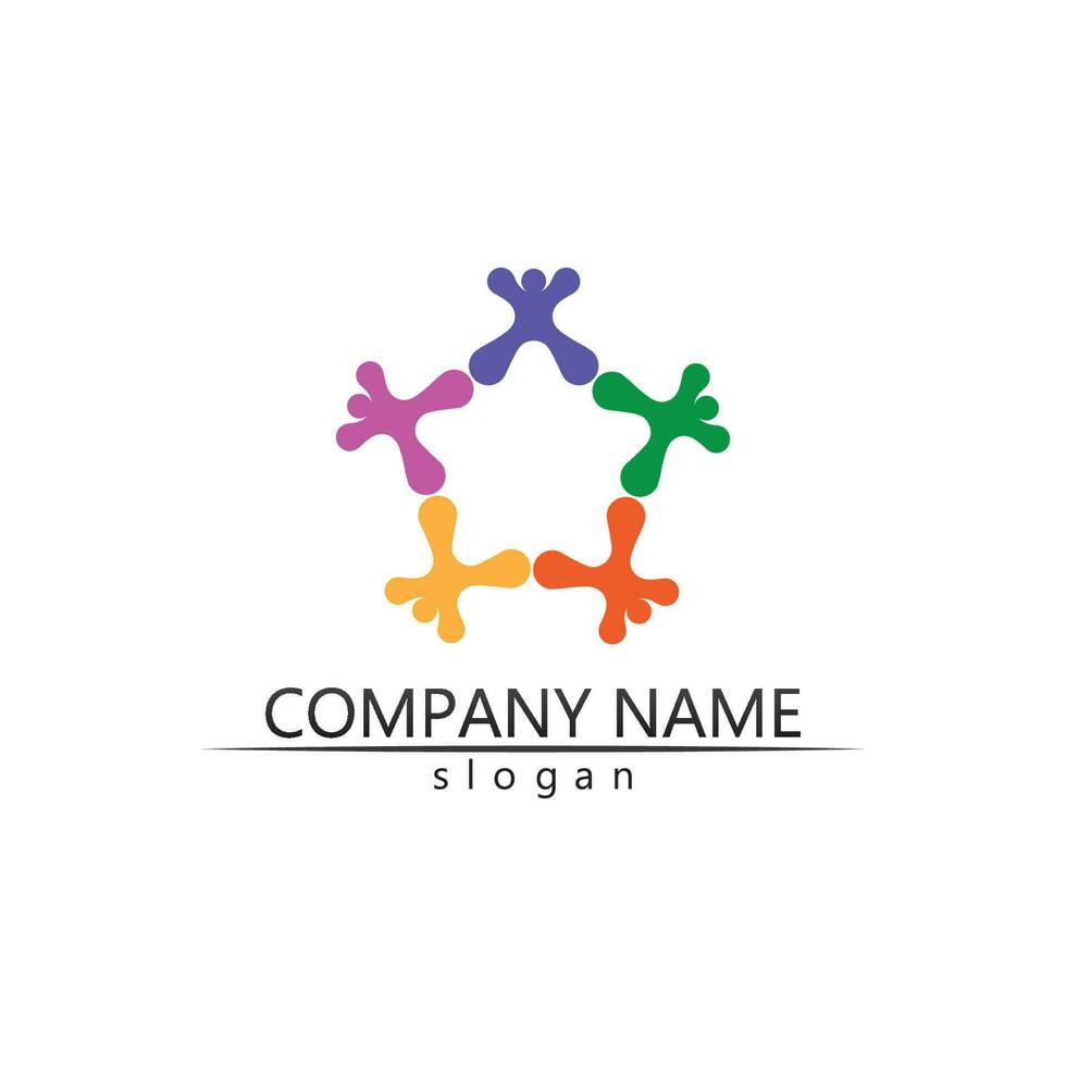 cura del logo vettoriale della comunità di persone, rete di gruppo e modello di progettazione dell'icona sociale