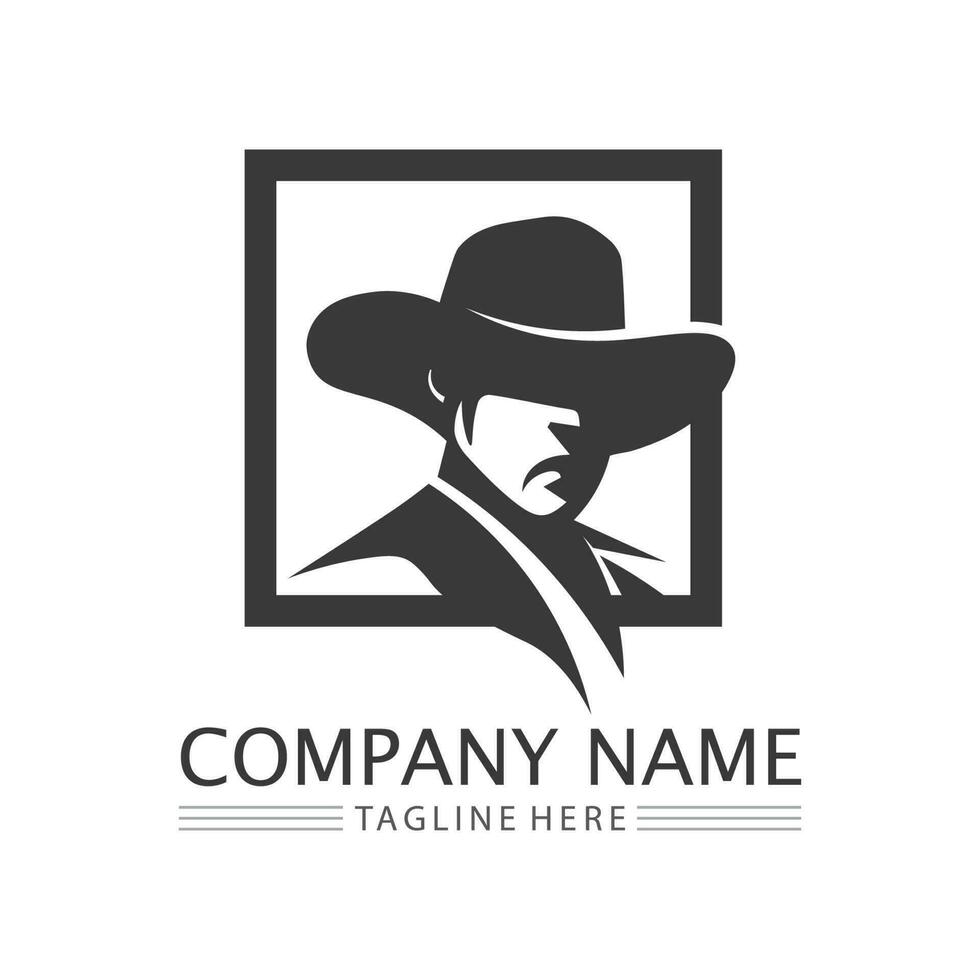 modello di disegno vettoriale icona logo cappello da cowboy