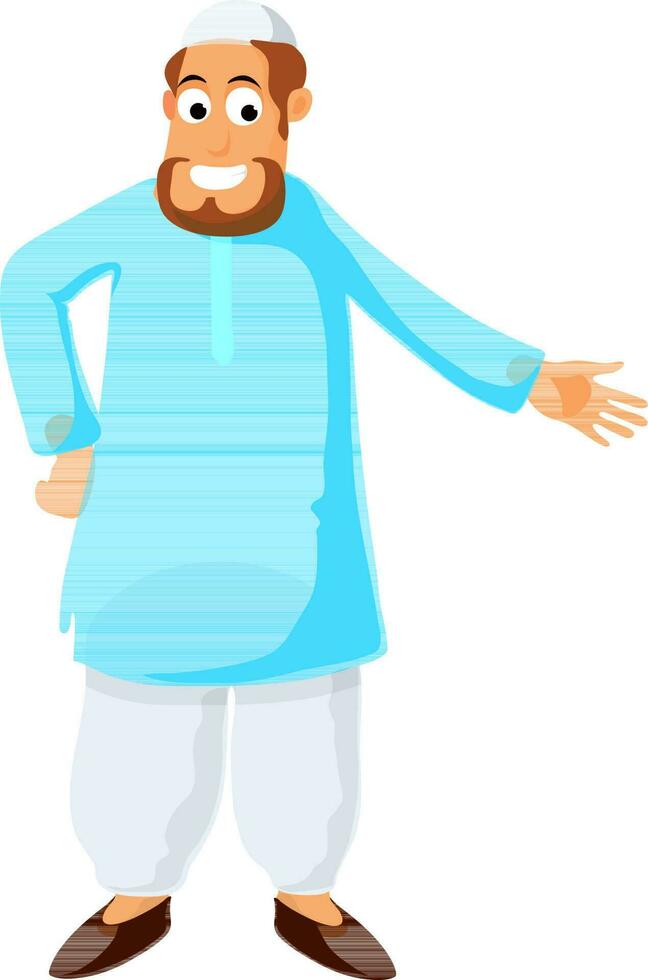 cartone animato personaggio di un' musulmano uomo. vettore