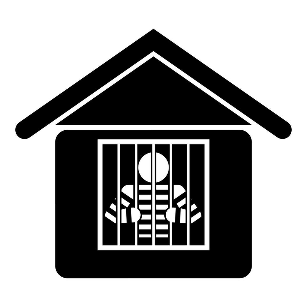 prigioniero nel prigione edificio icona nero colore vettore illustrazione Immagine piatto stile