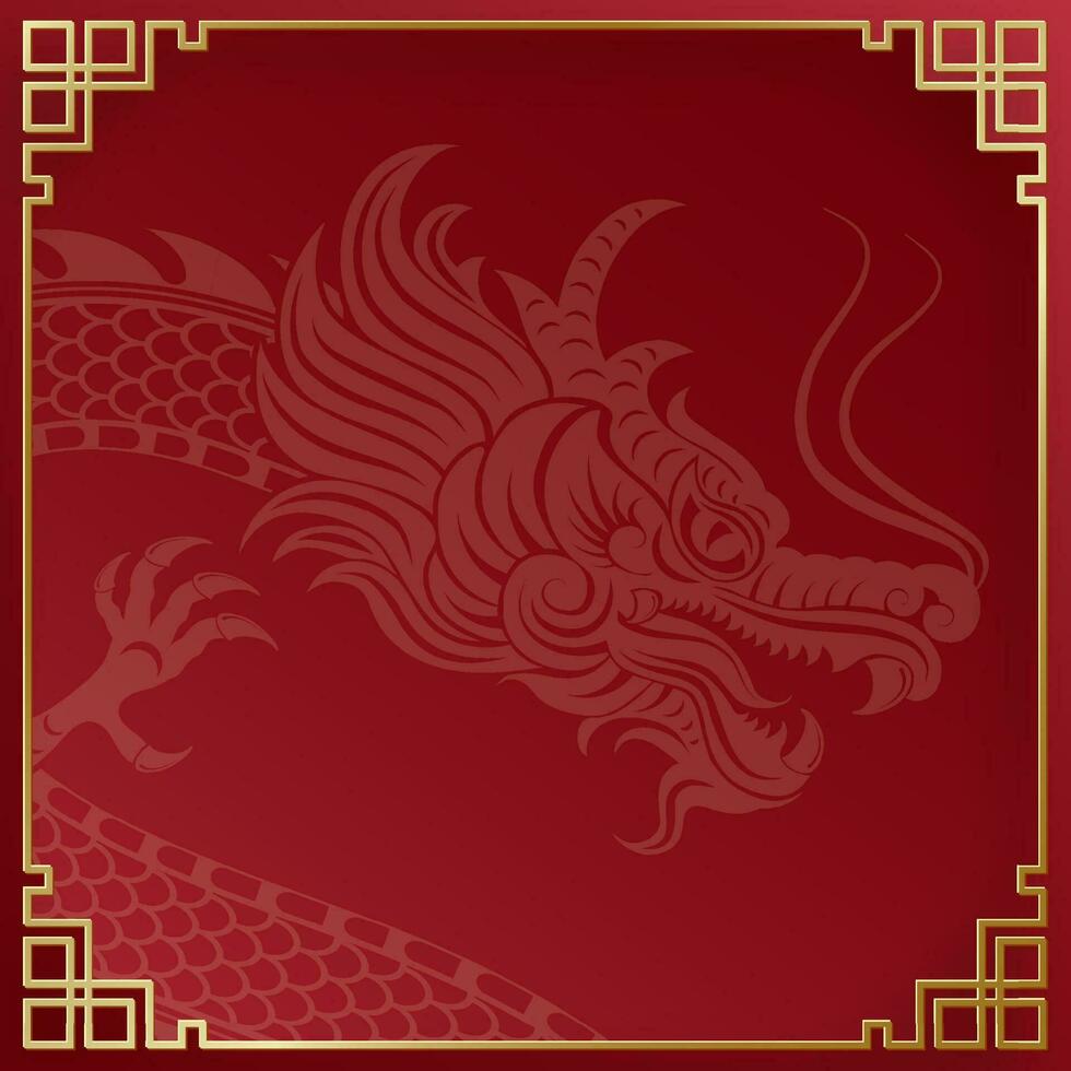 contento Cinese nuovo anno 2024 Drago zodiaco cartello, con oro carta tagliare arte e mestiere stile su colore sfondo vettore