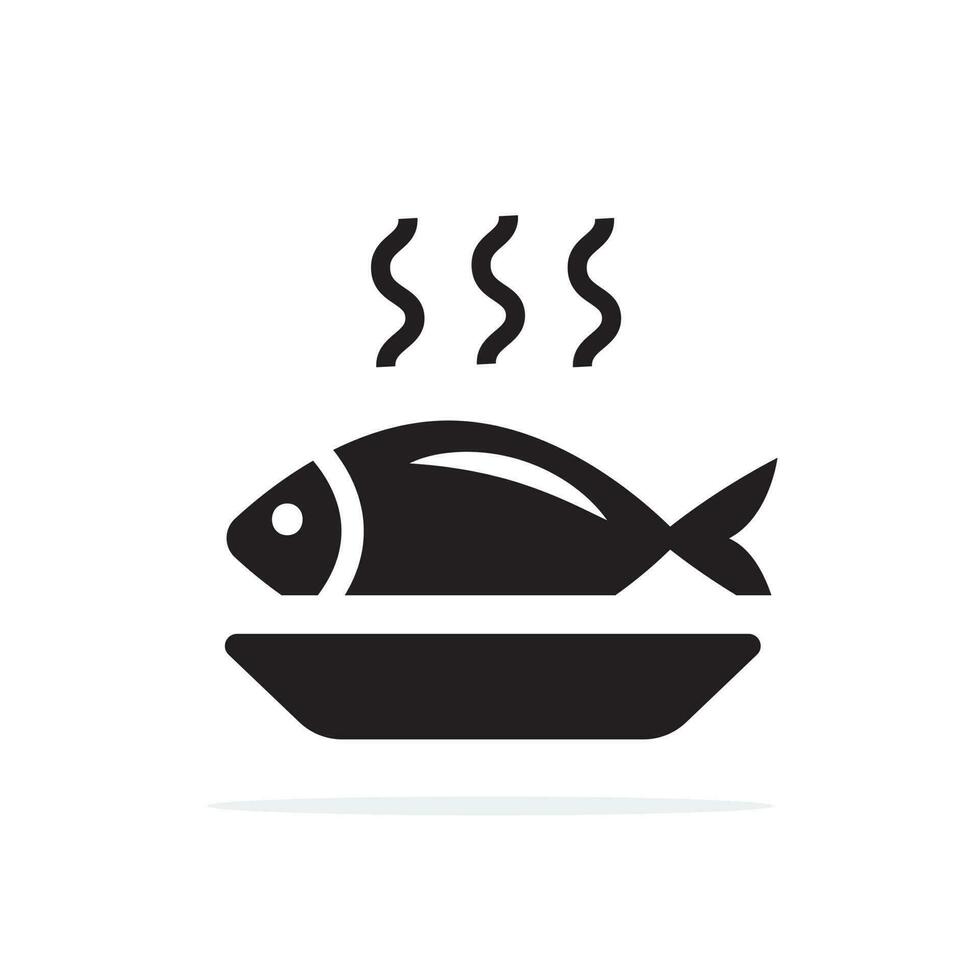 pesce su un' piatto icona. vettore concetto illustrazione per design.