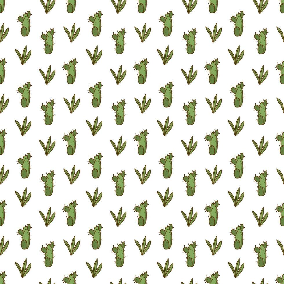 senza soluzione di continuità modello nel y2k stile con Due tipi di cactus. cartone animato piatto colore vettore illustrazione.