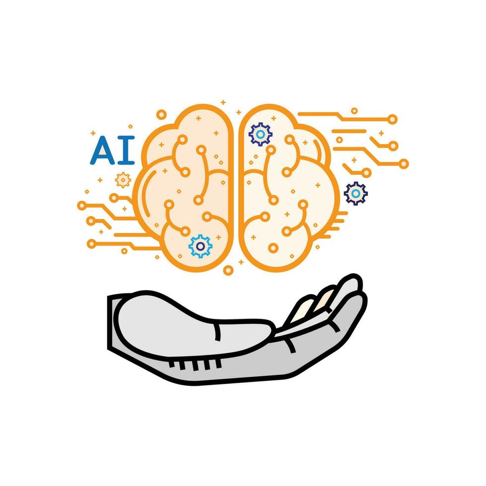 artificiale intelligenza tecnologia mostrare realistico grafica mani. creare futuro tecnologia, uso per il tuo design. vettore