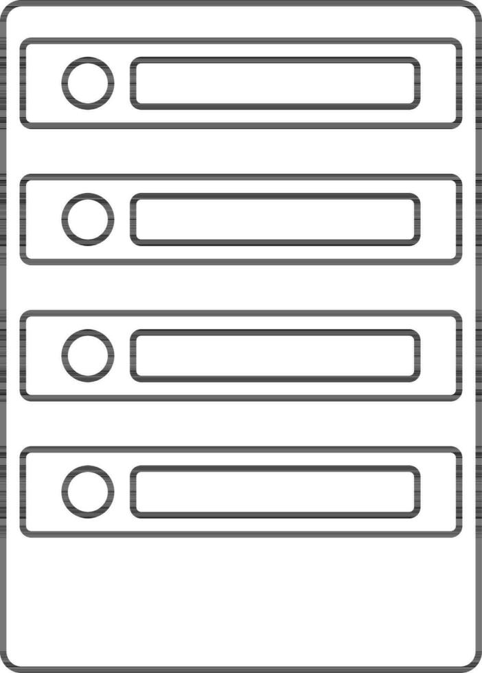 server nel nero linea arte illustrazione. vettore