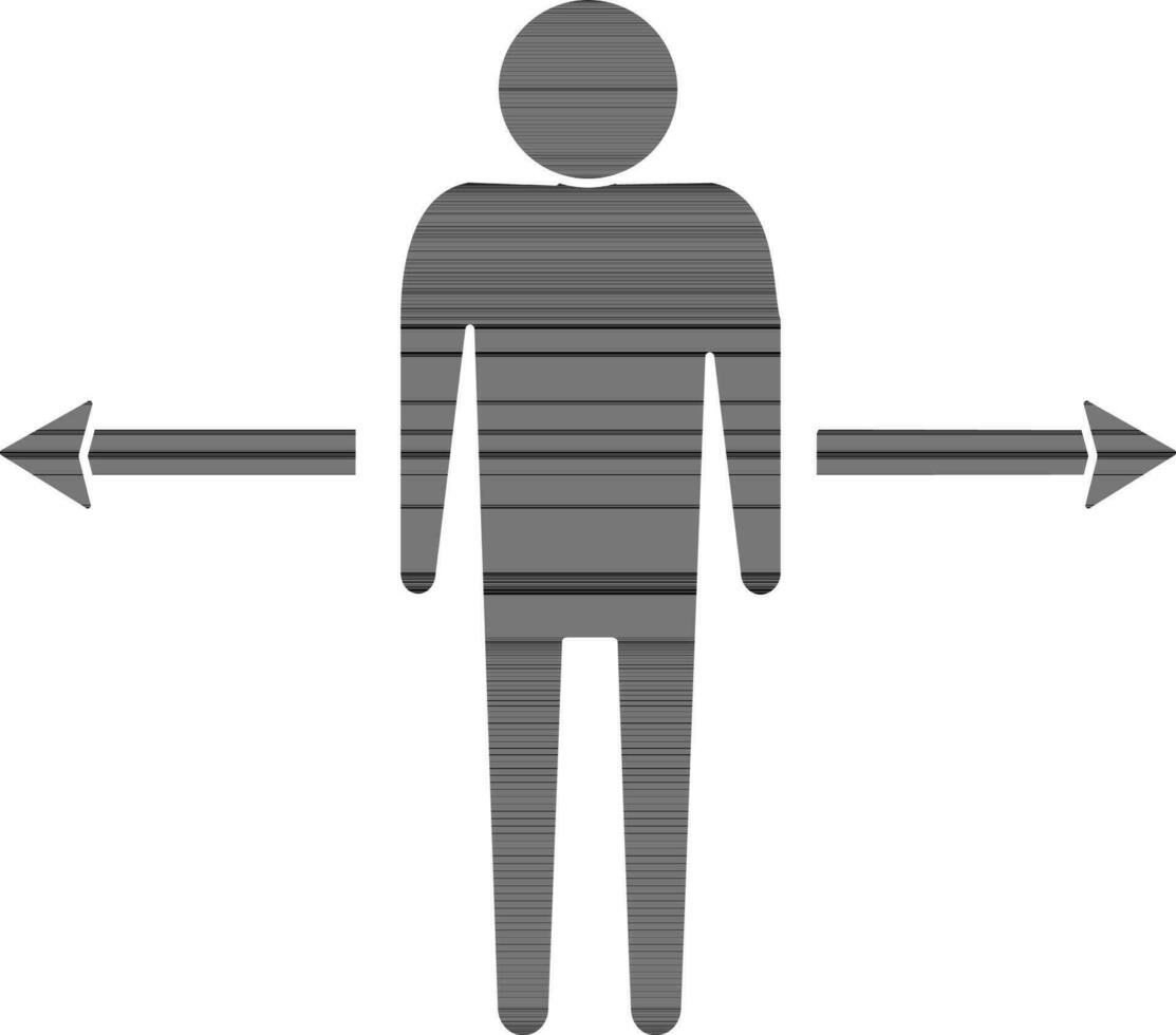 uomo icona con freccia cartello nel silhouette stile per lavoro concetto. vettore