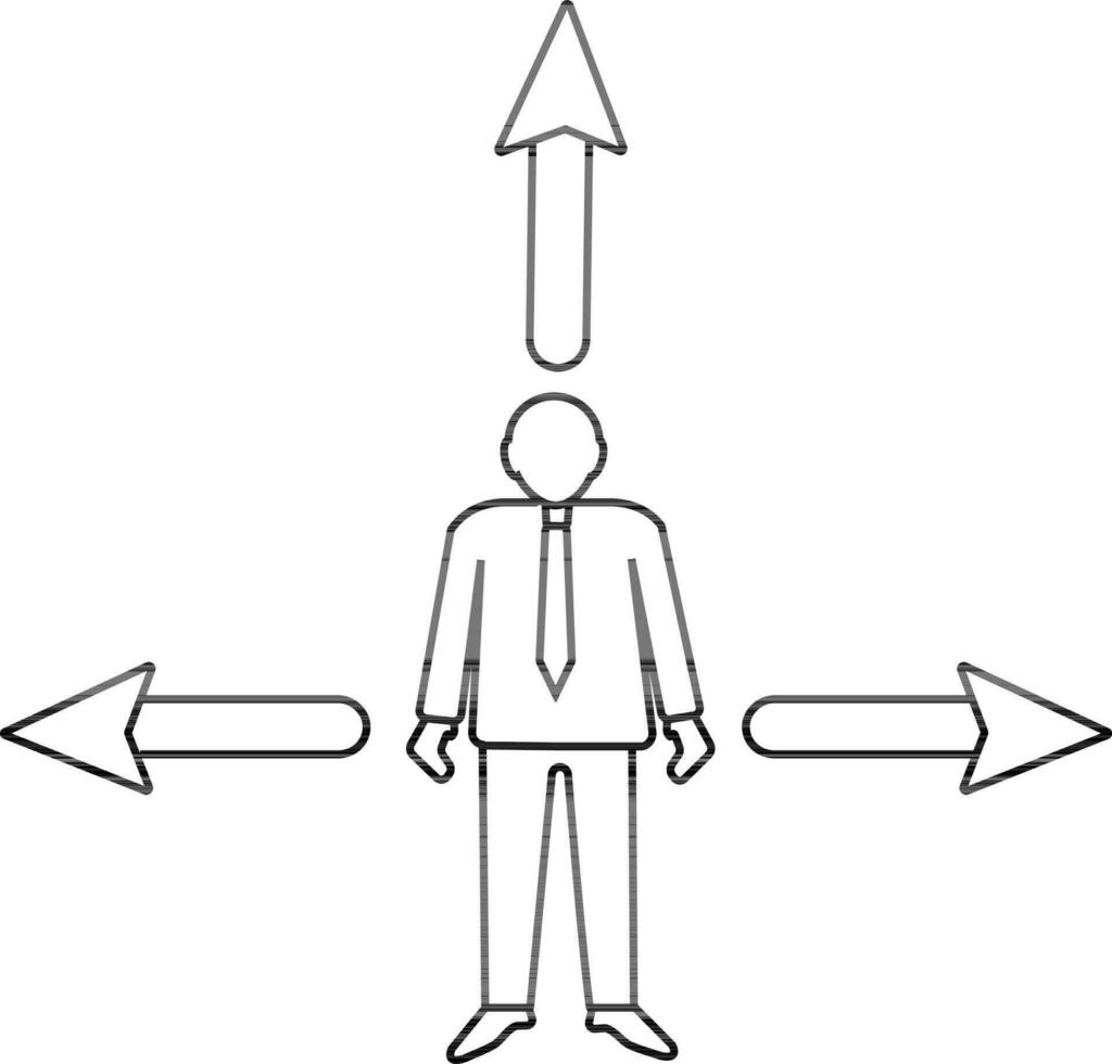 illustrazione di dipendente icona con tre direzione di freccia. vettore