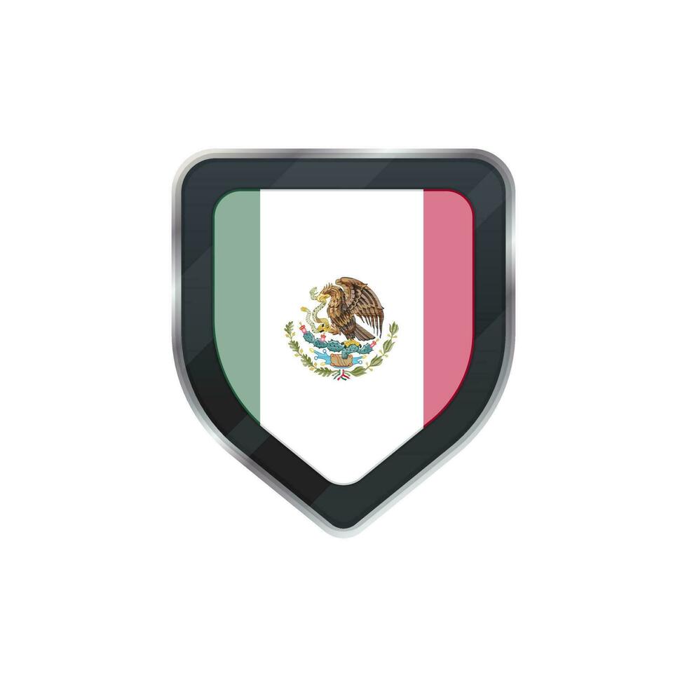 Messico bandiera con simbolo su scudo. vettore