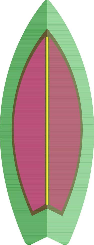 verde e rosa tavola da surf nel piatto stile. vettore