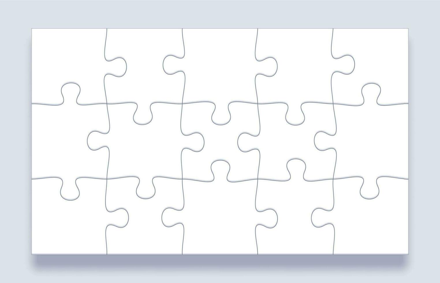 puzzle pezzi griglia. sega piastrelle, mente puzzle pezzo e seghetti alternativi dettagli con ombra attività commerciale presentazione telaio vettore modello