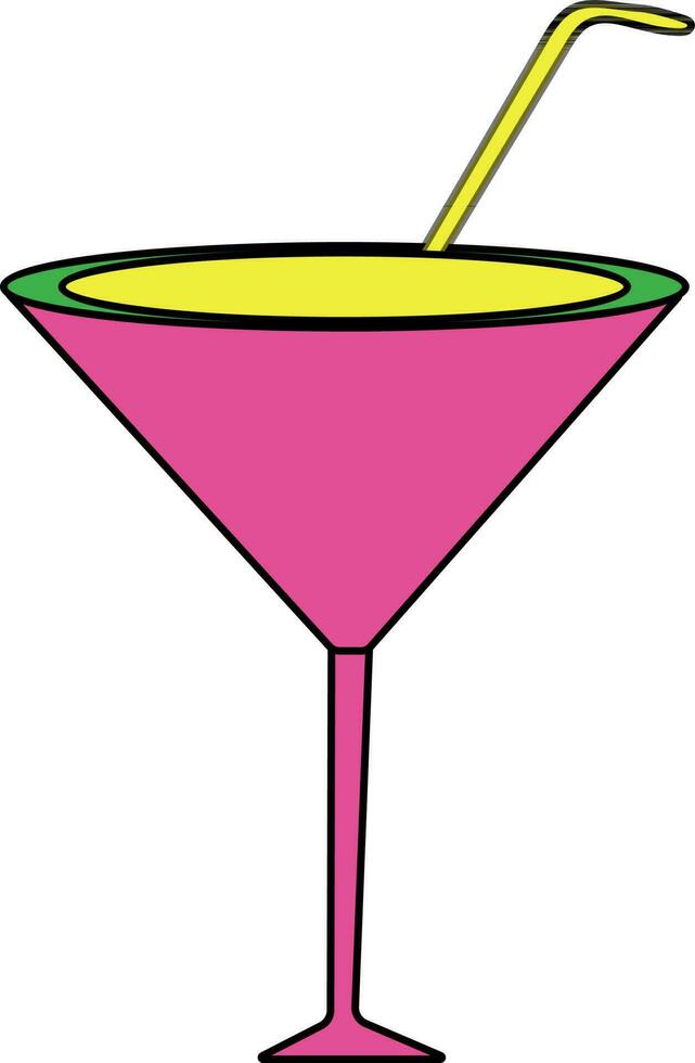cocktail bicchiere nel rosa e giallo colore. vettore
