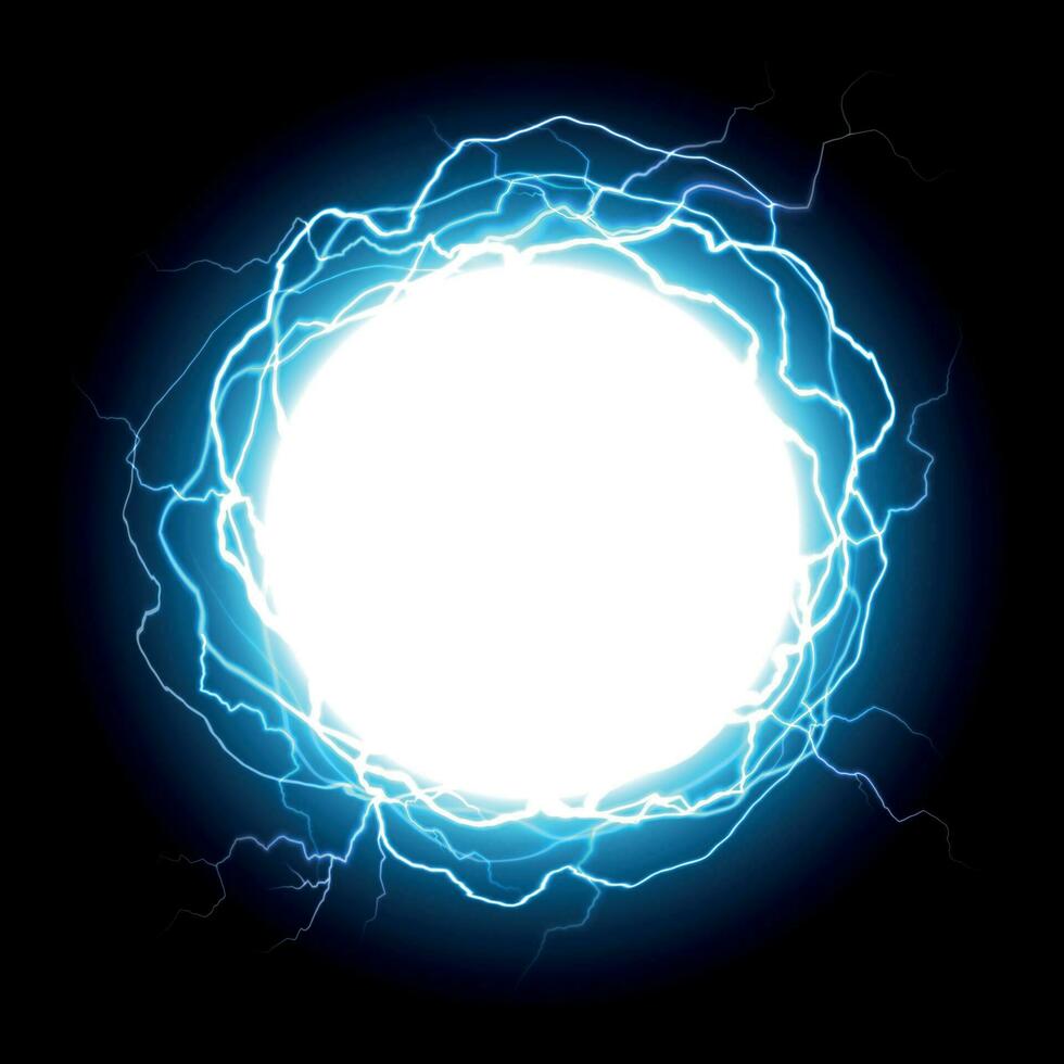 energia sfera. elettrico plasma sfera, esplosione fulmini e elettrico energia vettore illustrazione
