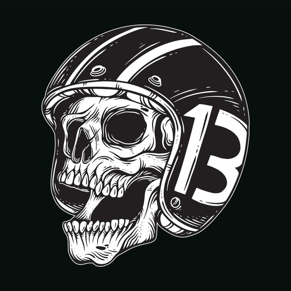 buio arte cranio ciclista uomo viso bikers retrò Vintage ▾ tatuaggio casco motociclo costume illustrazione vettore