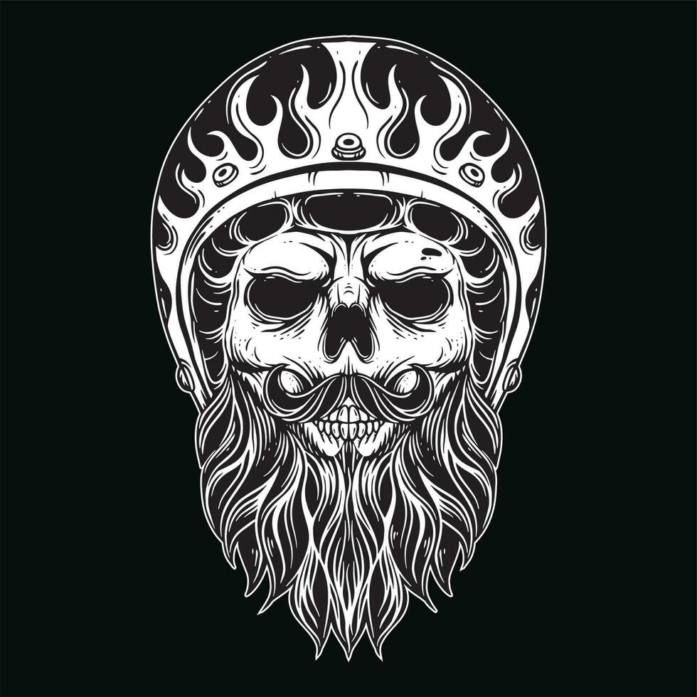 buio arte cranio ciclista uomo viso bikers retrò Vintage ▾ tatuaggio casco motociclo costume illustrazione vettore