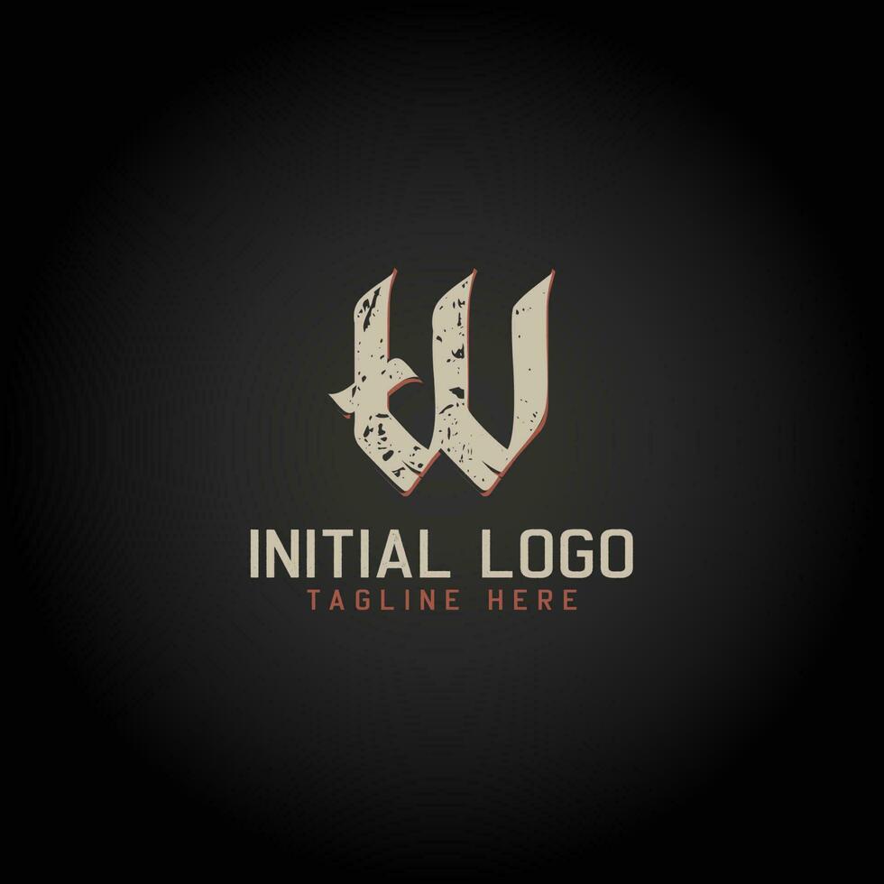 logo di w alfabeto iniziale Gotico stile icona design vettore