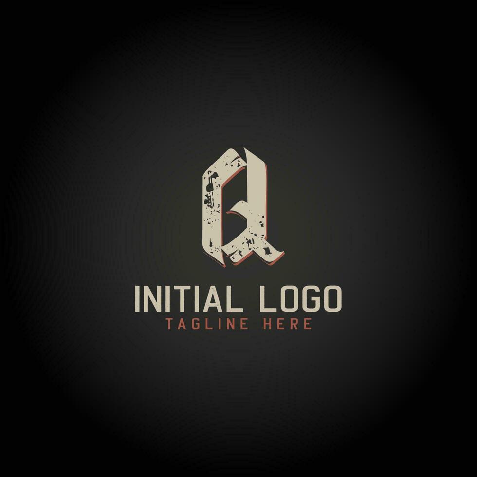 logo di q alfabeto iniziale Gotico stile icona design vettore