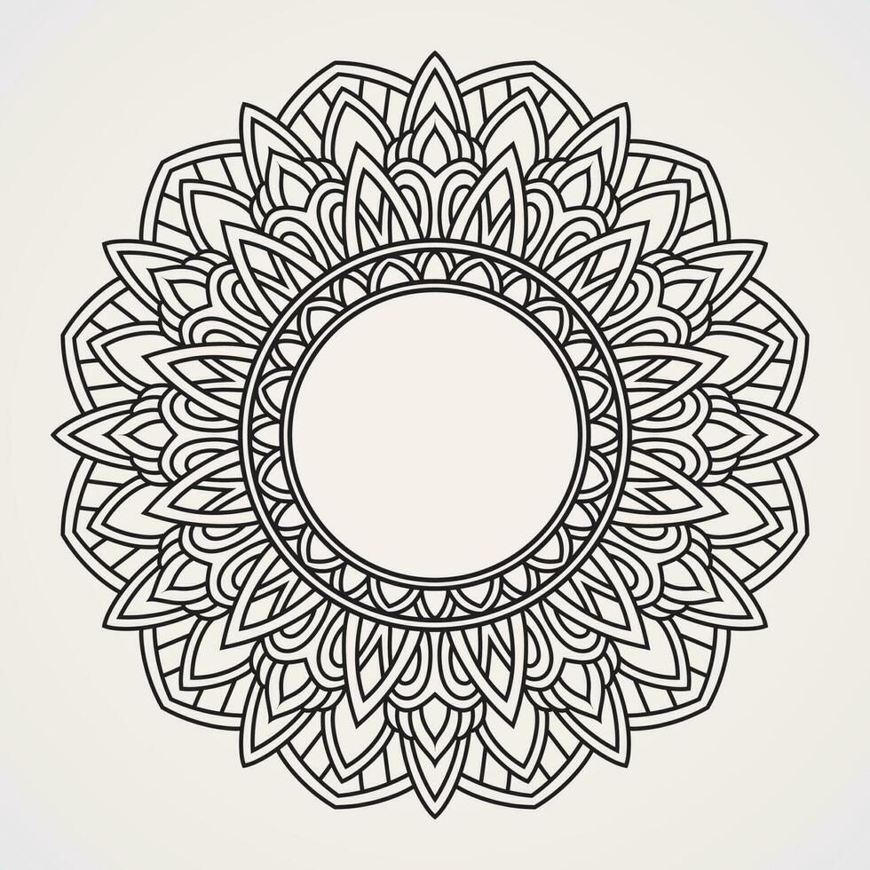 telaio circolare modello mandala. adatto per henné, tatuaggi, fotografie, colorazione libri. Islam, indù, buddha, India, Pakistan, Cinese, arabo vettore