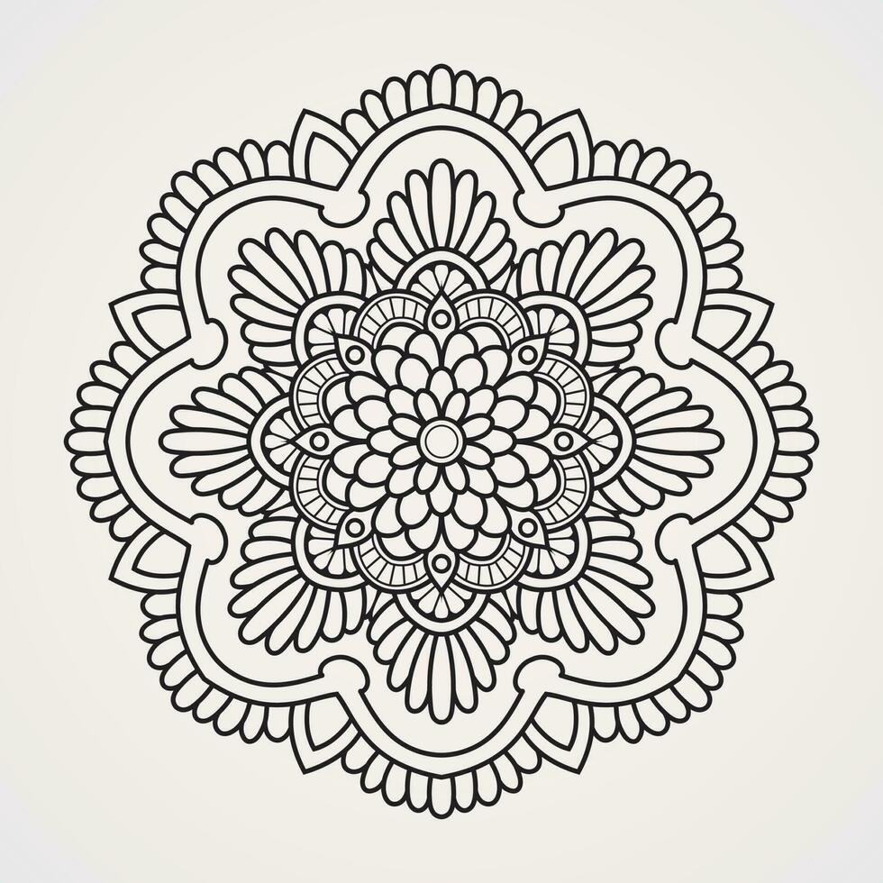 mandala circolare modello con fiore forma. adatto per henné, tatuaggi, colorazione libri vettore