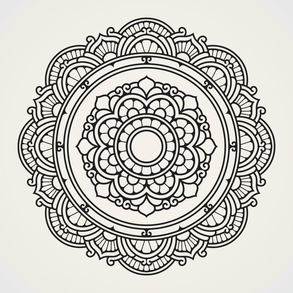 circolare modello con un' miscela di moderno a forma di fiore ornamenti. adatto per henné, tatuaggi, fotografie, colorazione libri. Islam, indù, buddha, India, Pakistan, Cinese, arabo vettore