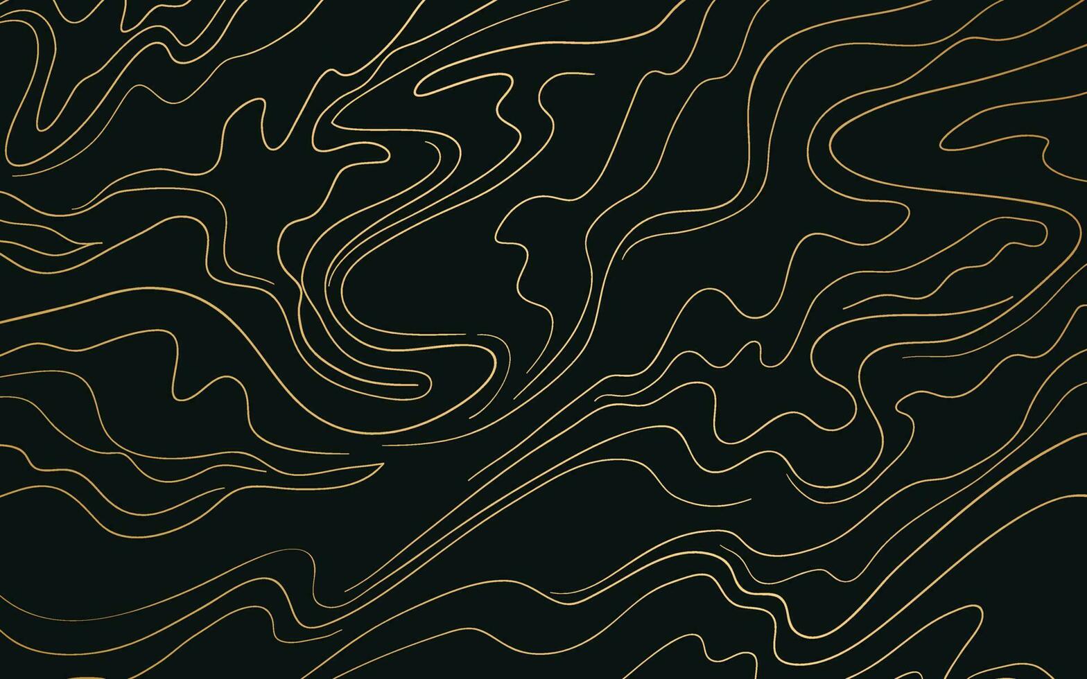 orientale oro onda linea decorazione con nero sfondo. mano disegnato giapponese modello vettore