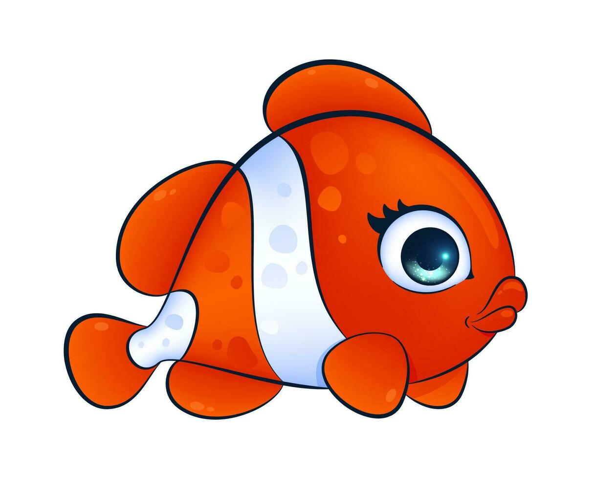 luminosa e colorato cartone animato pesce. figli di vettore illustrazione. vivace e vivace vettore illustrazione di un' carino e amichevole pesce carattere, Perfetto per figli di disegni.