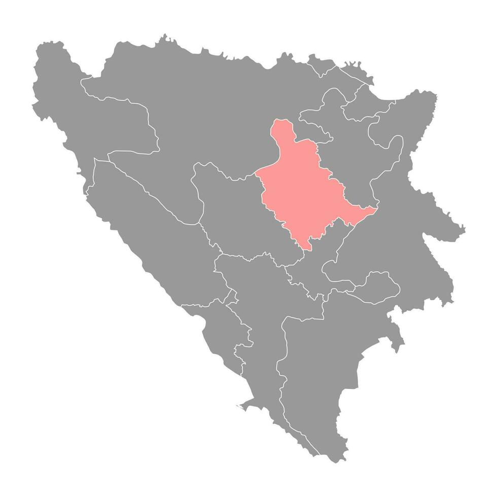zenica doboj cantone carta geografica, amministrativo quartiere di federazione di bosnia e erzegovina. vettore illustrazione.