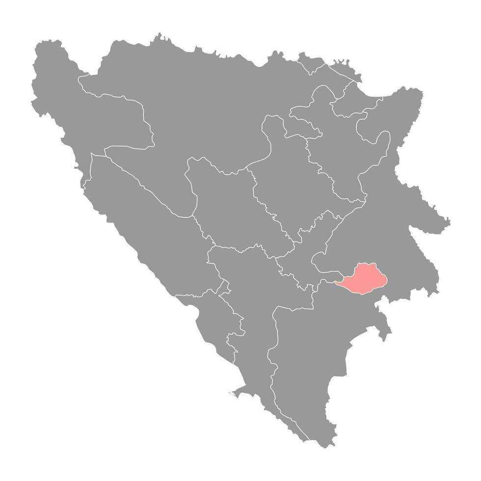bosniaco podrinje cantone carta geografica, amministrativo quartiere di federazione di bosnia e erzegovina. vettore illustrazione.