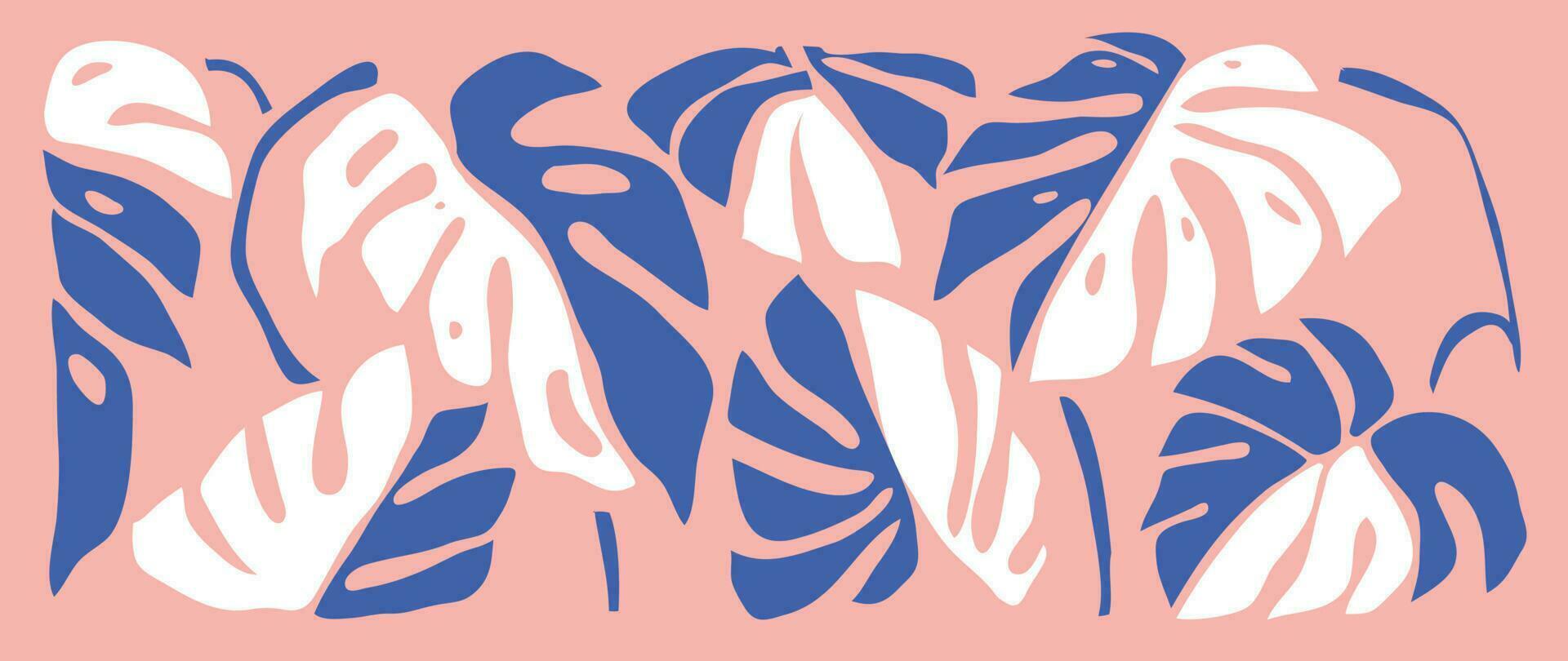 botanico arte sfondo vettore. astratto naturale mano disegnato modello design con Monstera foglie, rami. semplice contemporaneo stile illustrato design per tessuto, Stampa, coperchio, striscione, sfondo. vettore