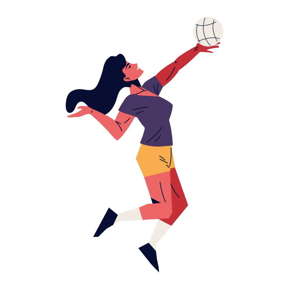 donna giocando pallavolo gli sport e fisico attività icona vettore