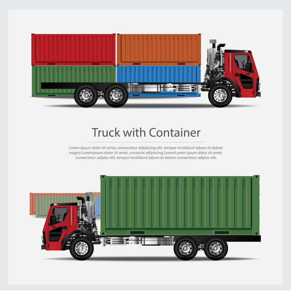 trasporto di camion di carico con set di contenitori vettore