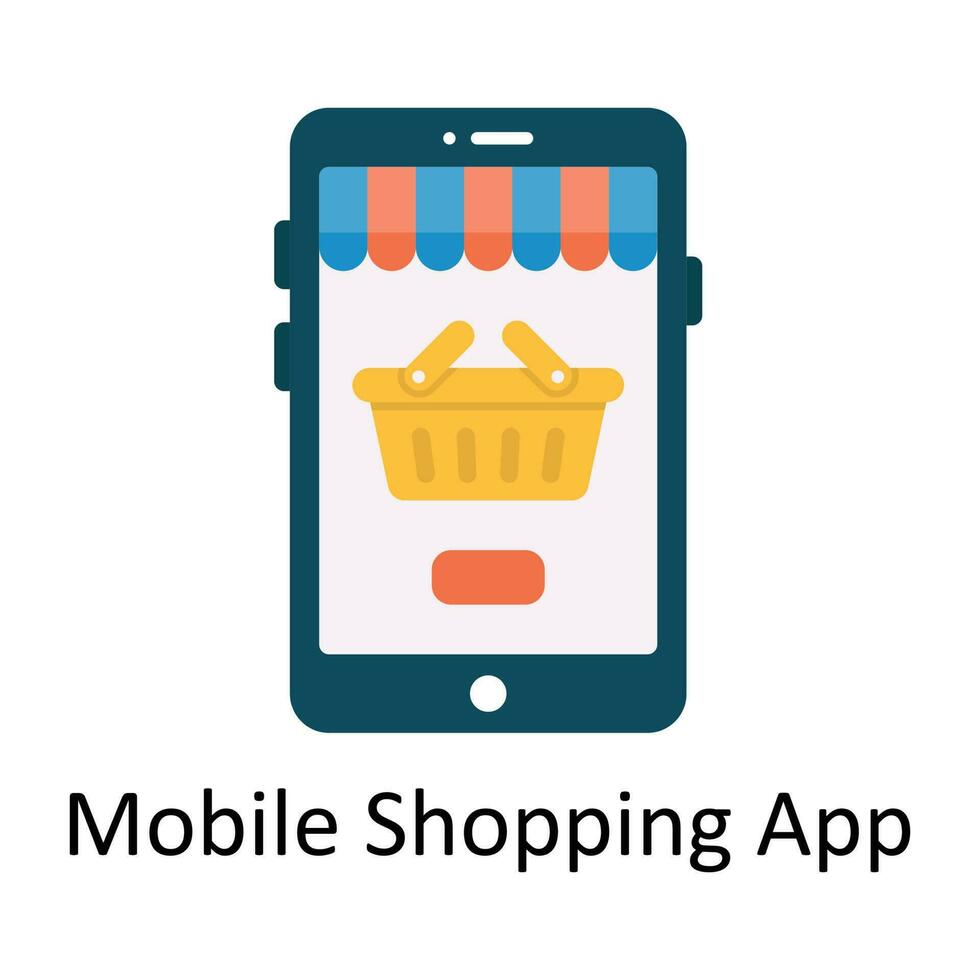 mobile shopping App vettore piatto icona design illustrazione. e-commerce e shopping simbolo su bianca sfondo eps 10 file