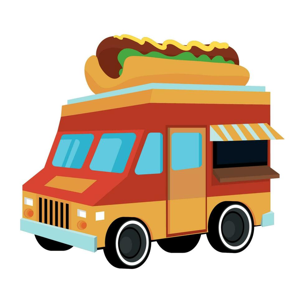 cibo camion di hot dog icona bianca sfondo vettore