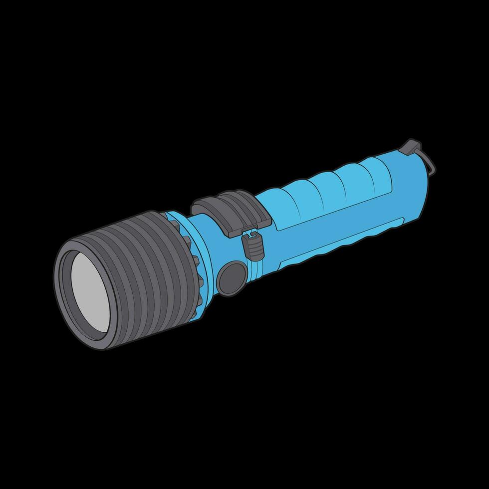 torcia elettrica di leggero vettore piatto icona. torcia elettrica illuminazione con riflettore o veloce. illustrazione di lampeggiante leggero lanterna isolato su nero sfondo. vettore illustrazione, eps 10.