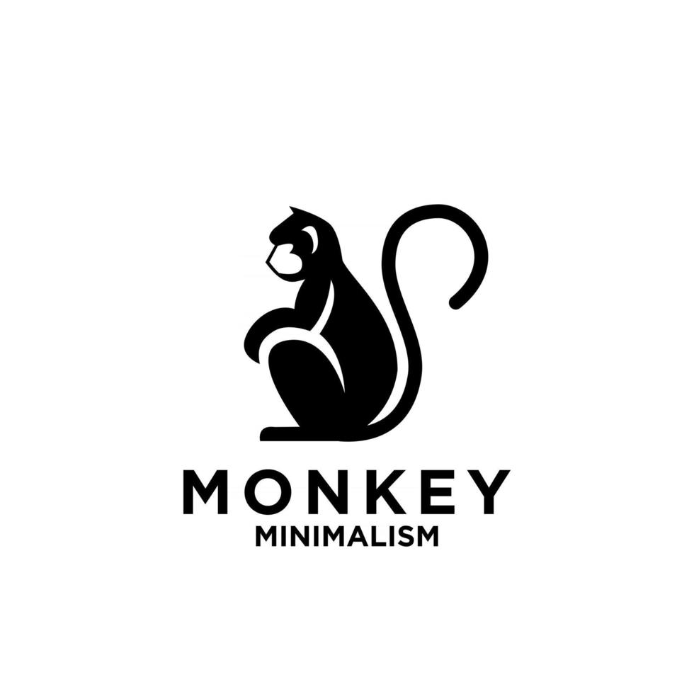 progettazione dell'illustrazione dell'icona di logo di vettore della scimmia di minimalismo di premio