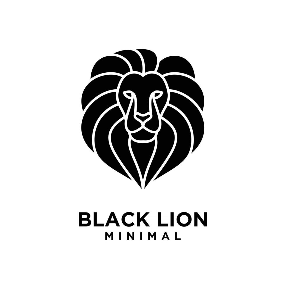 premium design minimal logo vettoriale testa di leone nero