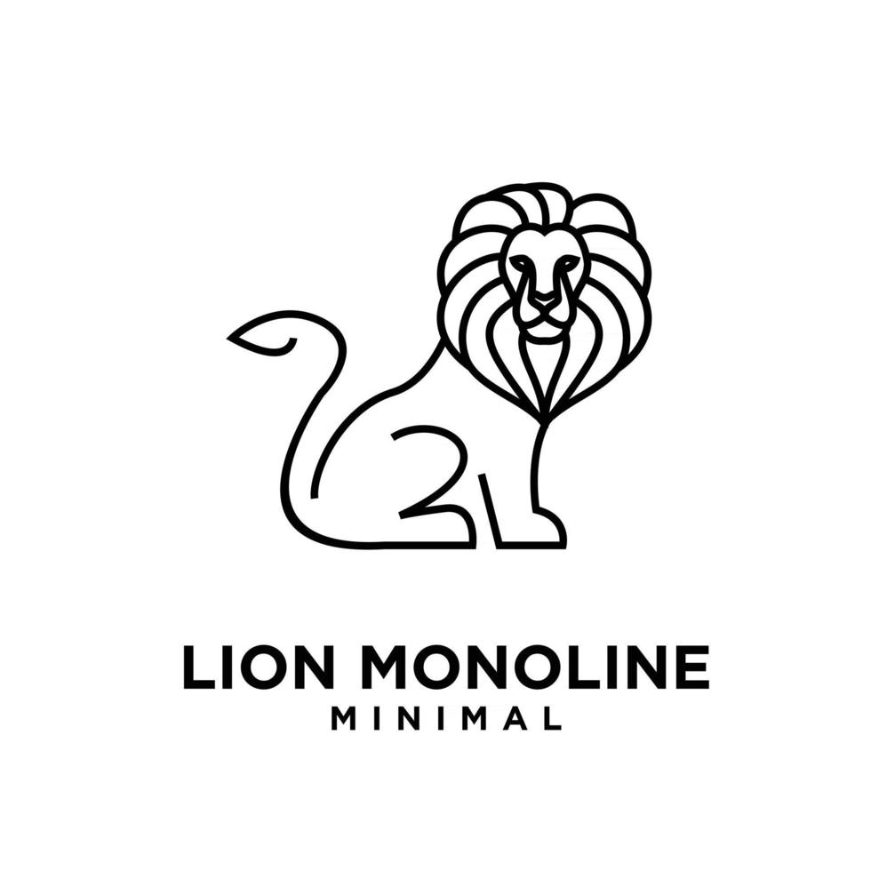 minimal mono line lion vector logo design