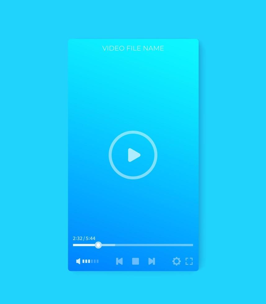 interfaccia del lettore video mobile ui disegno vettoriale con orientamento verticale